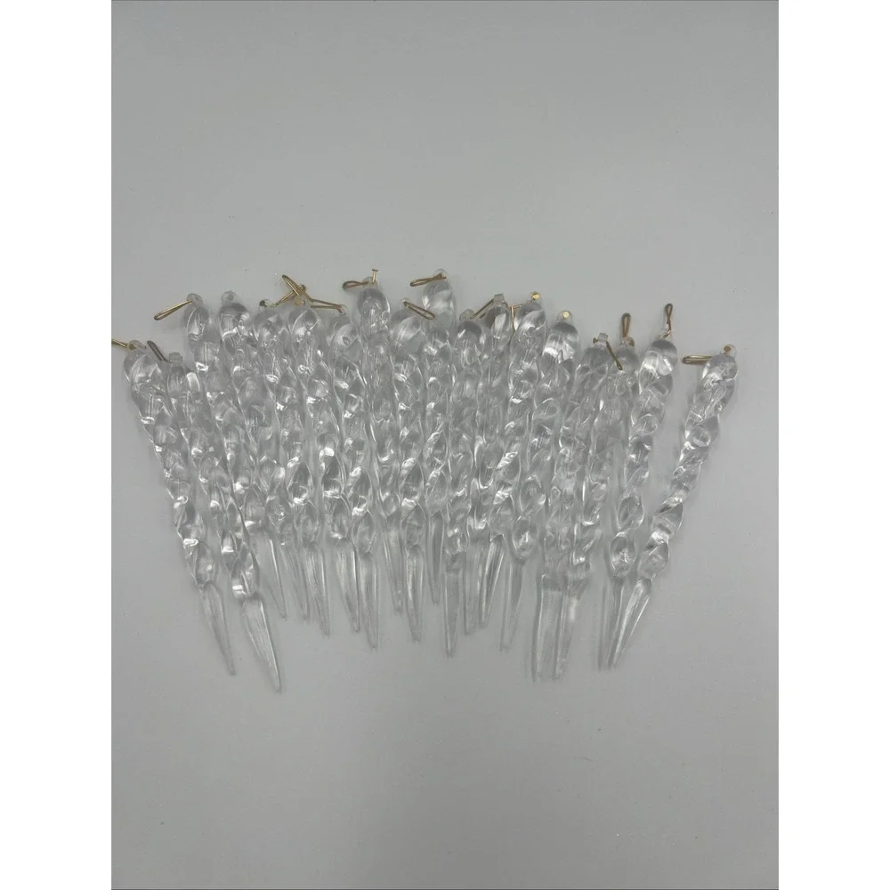 Vintage Icicle Plastic Ornament Lot of 18 Clear Twisted Christmas Tree‎ 5